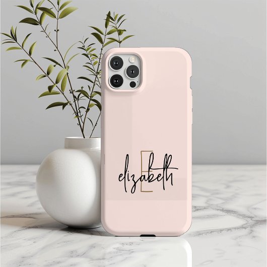 Coques Case-Mate iPhone Nom du monogramme Pink Gold Modern