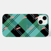 Coques Case-Mate iPhone Nom du monogramme Plaid Green (Verso (horizontal))