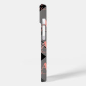 Coques Case-Mate iPhone Nom du monogramme Plaid Grey noir rose (Verso / Gauche)