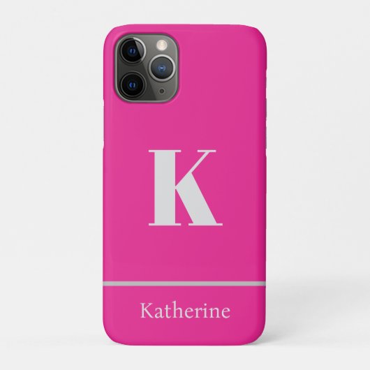 Coques Case-Mate iPhone Nom du monogramme rose chaud (Dos)