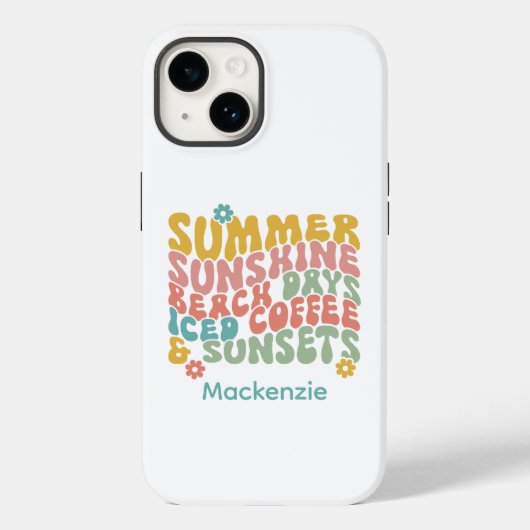 Coques Case-Mate iPhone Nom du monogramme rose d'été Super (Verso)