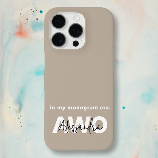 Coques Case-Mate iPhone Nom du monogramme Taupe Tan Beige Blanc Noir Minim