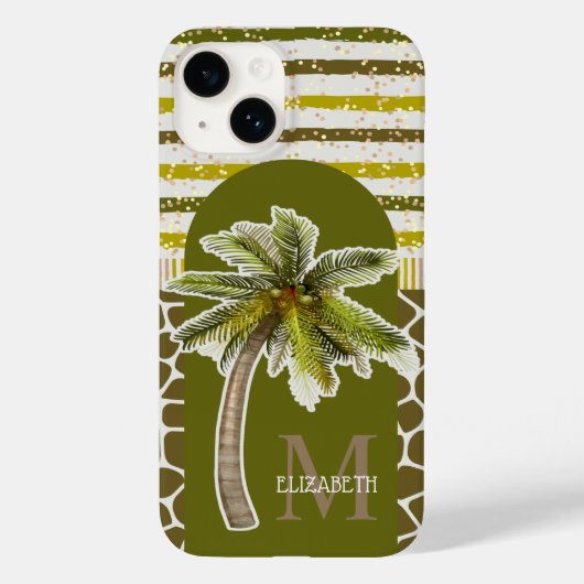 Coques Case-Mate iPhone Nom du monogramme Tropical (Verso)