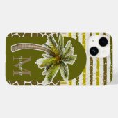 Coques Case-Mate iPhone Nom du monogramme Tropical (Verso (horizontal))