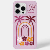 Coques Case-Mate iPhone Nom du monogramme Tropical Summer Palm Tree Floral (Verso)