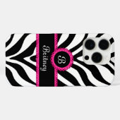 Coques Case-Mate iPhone Nom du monogramme Zebra (Verso (horizontal))