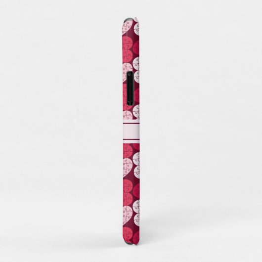 Coques Case-Mate iPhone Nom du Motif de puzzle rouge et rose (Dos/Droite)