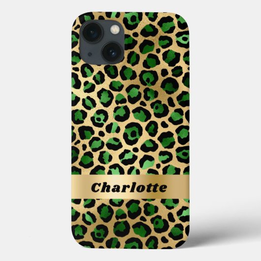 Coques Case-Mate iPhone Nom du motif du guépard vert émeraude léopard (Verso)