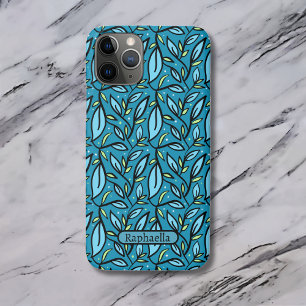 Case-Mate iPhone Case Nom du Motif Feuille bleu Texte bilingue