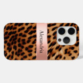 Coques Case-Mate iPhone Nom du ruban rose du Rose animal léopard (Verso (horizontal))