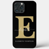 Coques Case-Mate iPhone Nom du script Customisé noir Monogram Gold (Verso)
