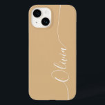 Coque Pour iPhone 14 Nom du script de calligraphie Brown blanc élégant<br><div class="desc">Brown Elegant White Calligraphy Script Personnalisé Nom iPhone 14 Smart Phone Boîtes dispose d'un design moderne et tendance simple et élégant avec votre nom personnalisé dans élégant écriture calligraphie script typographie sur un arrière - plan marron. Conçu par ©Evco Studio www.zazzle.com/store/evcostudio</div>