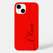 Coques Case-Mate iPhone Nom du script de calligraphie rouge noir élégant (Verso)
