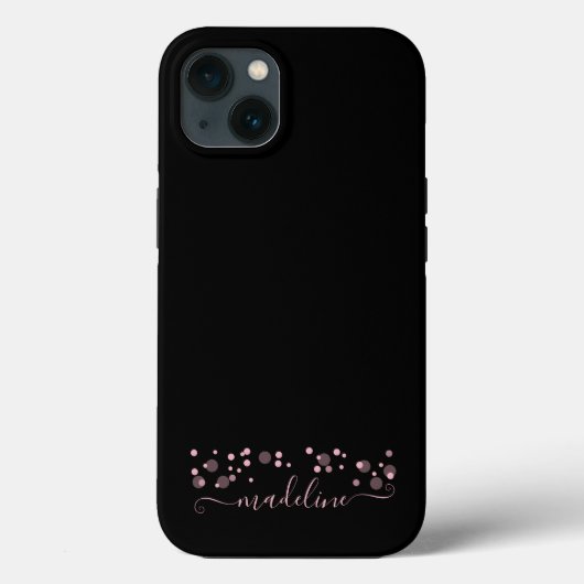 Coques Case-Mate iPhone Nom du script de points Monogramme rose (Verso)