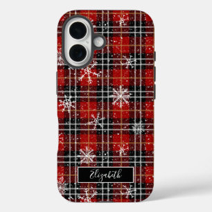 Coques iPhone 16 Nom du script des flocons de neige plaqués hiver