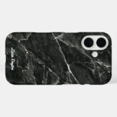 Coques Case-Mate iPhone Nom du script en marbre noir (Verso (horizontal))