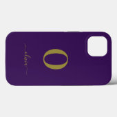 Coques Case-Mate iPhone Nom Du Script Monogramme Personnalisé Purple Et Or (Verso (horizontal))