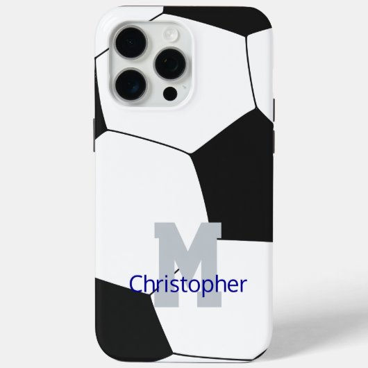 Coques Case-Mate iPhone Nom du soccer et monogramme (Verso)