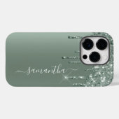 Coques Case-Mate iPhone Nom écrit à la main Dark Green Metal Parties scint (Verso (horizontal))