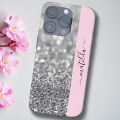 Coques Case-Mate iPhone Nom ÉDITABLE Parties scintillant Bokeh argent & bé