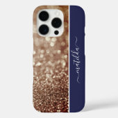 Coques Case-Mate iPhone Nom ÉDITABLE Parties scintillant Bokeh rose or & b (Verso)