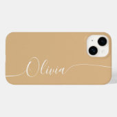 Coques Case-Mate iPhone Nom élégant écriture calligraphique marron blanc (Verso (horizontal))