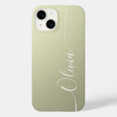 Coques Case-Mate iPhone Nom élégant en calligraphie beige blanc (Verso)
