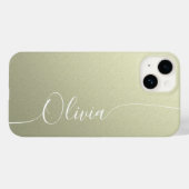 Coques Case-Mate iPhone Nom élégant en calligraphie beige blanc (Verso (horizontal))
