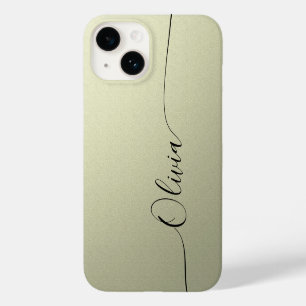 Coque Pour iPhone 14 Nom élégant en calligraphie beige noir