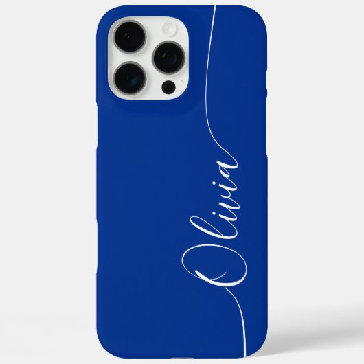 Coques Case-Mate iPhone Nom élégant en calligraphie bleu blanc (Verso)