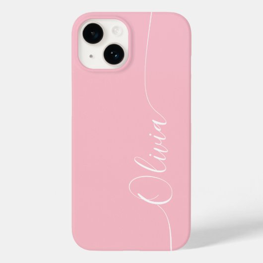 Coques Case-Mate iPhone Nom élégant en calligraphie rose blanc (Verso)