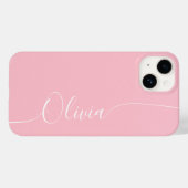 Coques Case-Mate iPhone Nom élégant en calligraphie rose blanc (Verso (horizontal))
