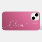 Coques Case-Mate iPhone Nom élégant en calligraphie rose blanc (Verso (horizontal))
