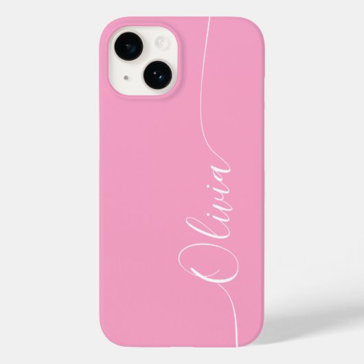 Coques Case-Mate iPhone Nom élégant en calligraphie rose blanc (Verso)
