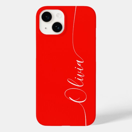 Coques Case-Mate iPhone Nom élégant en calligraphie rouge et blanc (Verso)