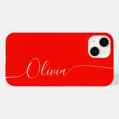 Coques Case-Mate iPhone Nom élégant en calligraphie rouge et blanc (Verso (horizontal))