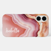 Coques Case-Mate iPhone Nom élégant Marbre Agate Rose Or (Verso (horizontal))