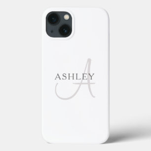 Case-Mate iPhone Case Nom élégant Monogramme Blanc & Gris
