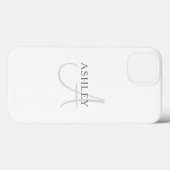 Coques Case-Mate iPhone Nom élégant Monogramme | Blanc & Gris (Verso (horizontal))
