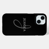 Coques Case-Mate iPhone Nom élégant Monogramme | Noir Blanc & Gris (Verso (horizontal))