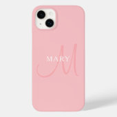 Coques Case-Mate iPhone Nom élégant Monogramme | Rose clair (Verso)