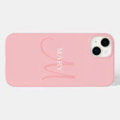 Coques Case-Mate iPhone Nom élégant Monogramme | Rose clair (Verso (horizontal))