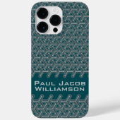 Coques Case-Mate iPhone Nom en acier cubique motif turquoise foncé (Verso)