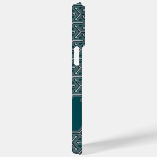 Coques Case-Mate iPhone Nom en acier cubique motif turquoise foncé (Verso / Droite)