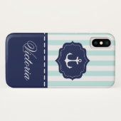 Coques Case-Mate iPhone Nom en bon état nautique de coutume d'Ancre de (Dos (Horizontal))