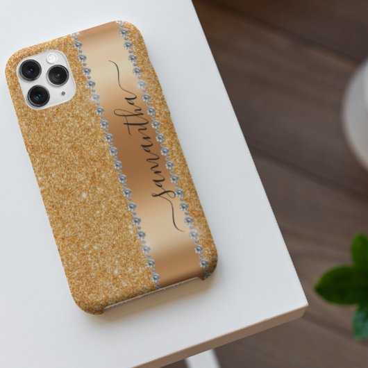 Coques Case-Mate iPhone Nom en calligraphie avec strass et paillettes de c