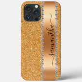 Coques Case-Mate iPhone Nom en calligraphie avec strass et paillettes de c (Verso)