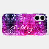 Coques Case-Mate iPhone Nom en écriture blanche sur strass rose (Verso (horizontal))