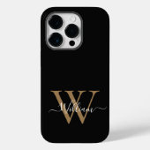 Coques Case-Mate iPhone Nom en écriture monogramme moderne or noir (Verso)