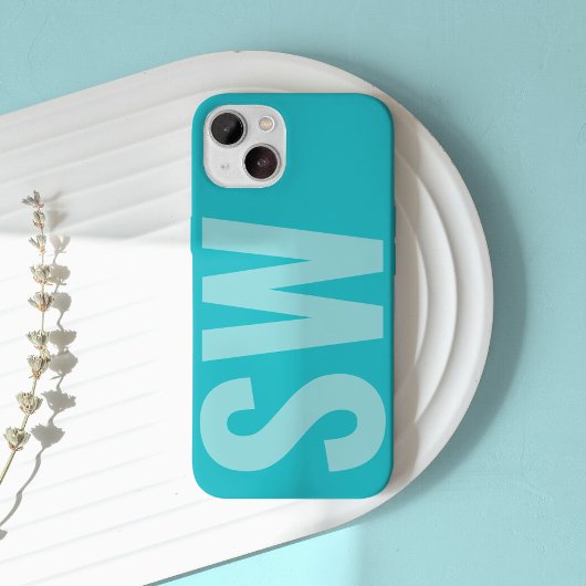 Coques Case-Mate iPhone Nom en gras Initiales Aqua Blue Custom Monogramme